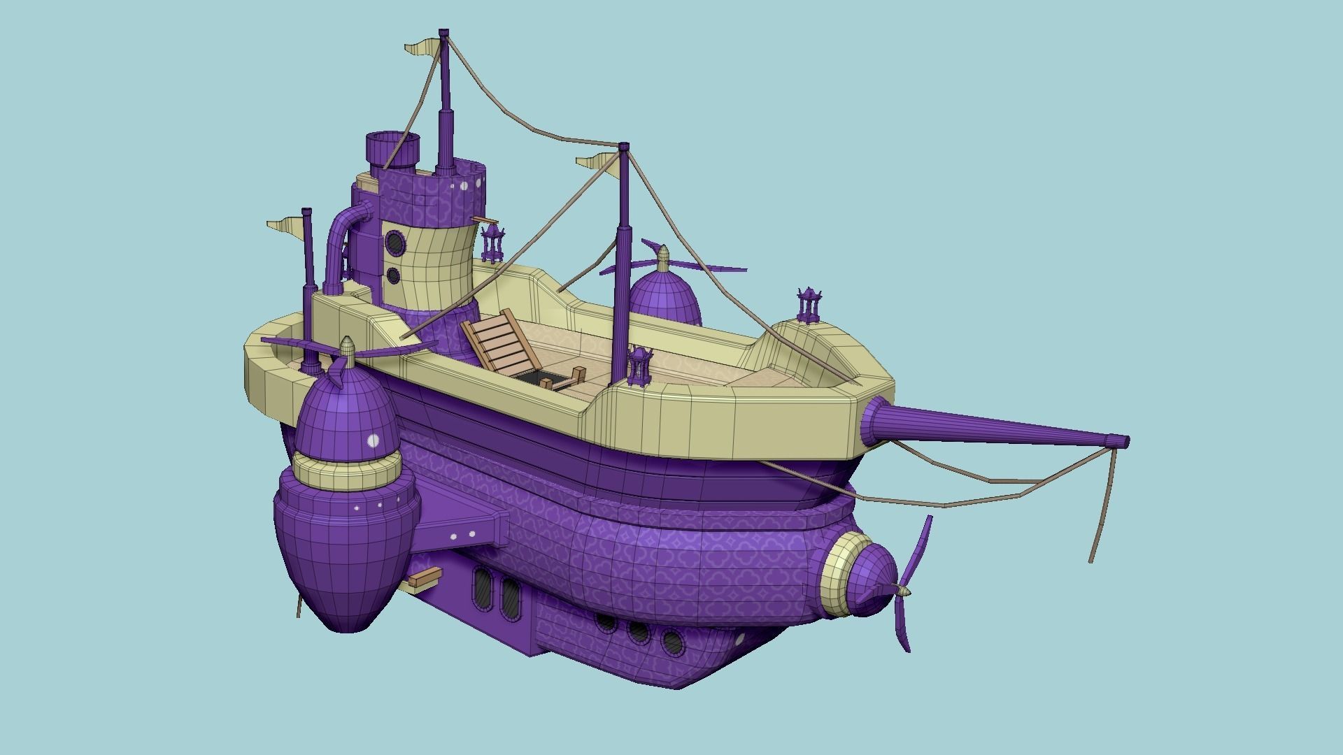10 Cartoon Airships Collection - Low Poly Ship _77