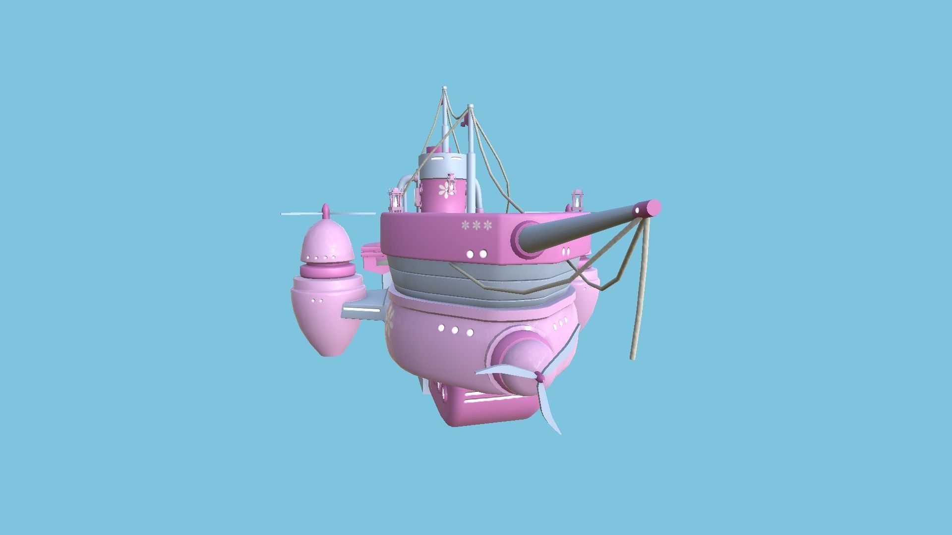 10 Cartoon Airships Collection - Low Poly Ship _25