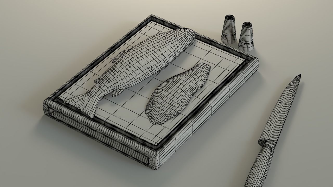 Trout and a Fish Fillet 3D model_2