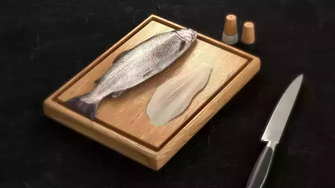 Trout and a Fish Fillet  3D model