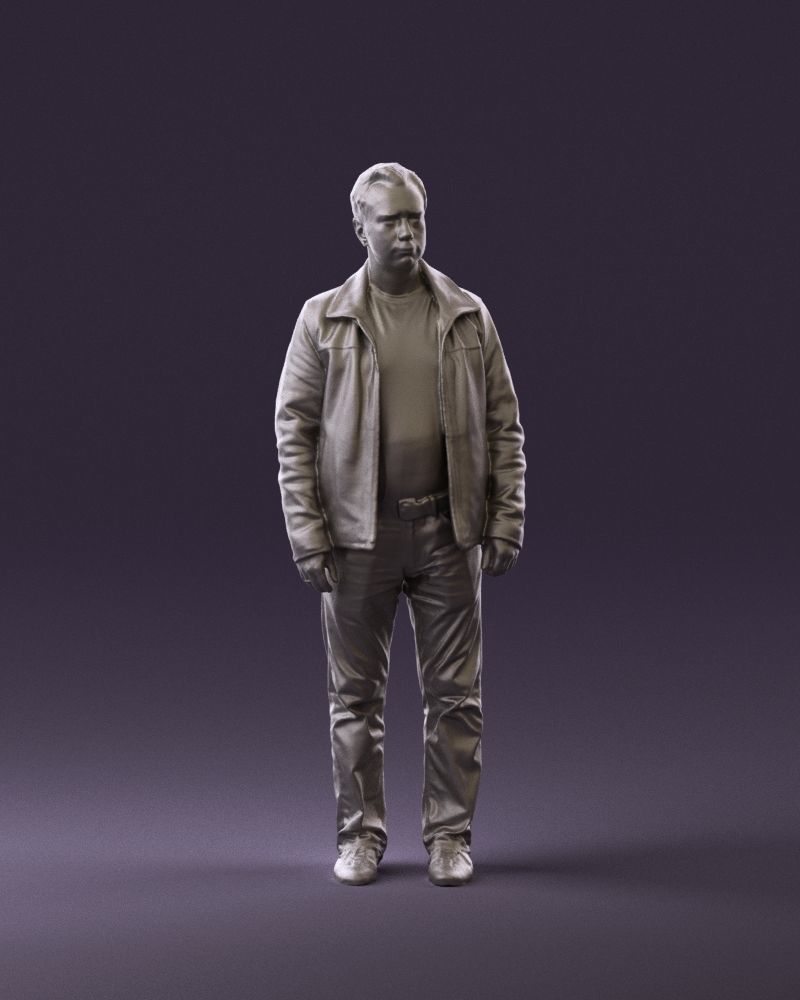Man in 90s brown leather jacket 0875 3D model_13