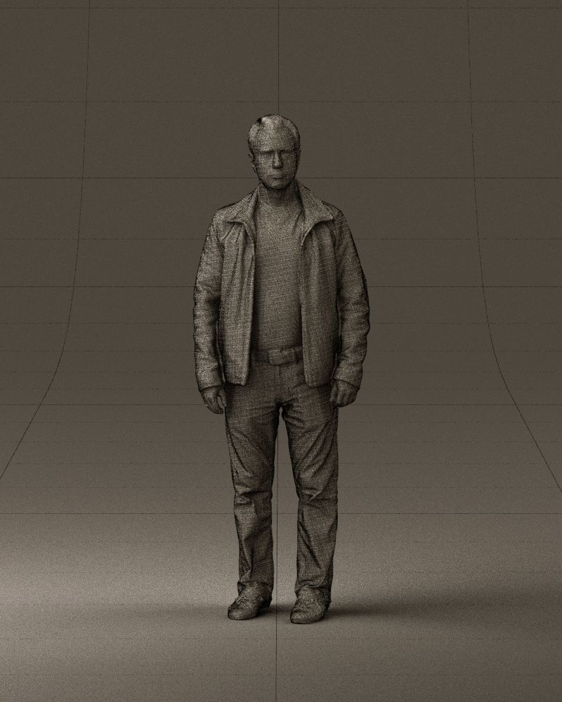 Man in 90s brown leather jacket 0875 3D model_35