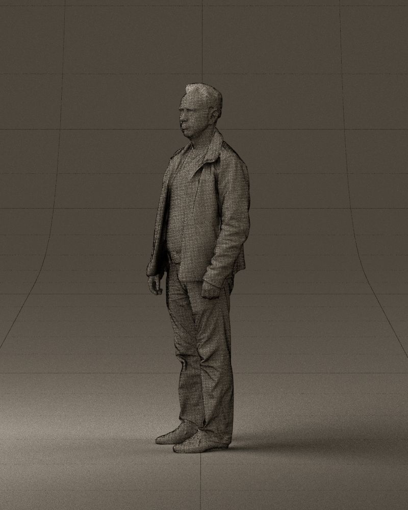 Man in 90s brown leather jacket 0875 3D model_33