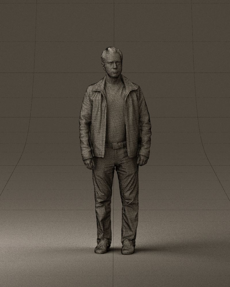 Man in 90s brown leather jacket 0875 3D model_24