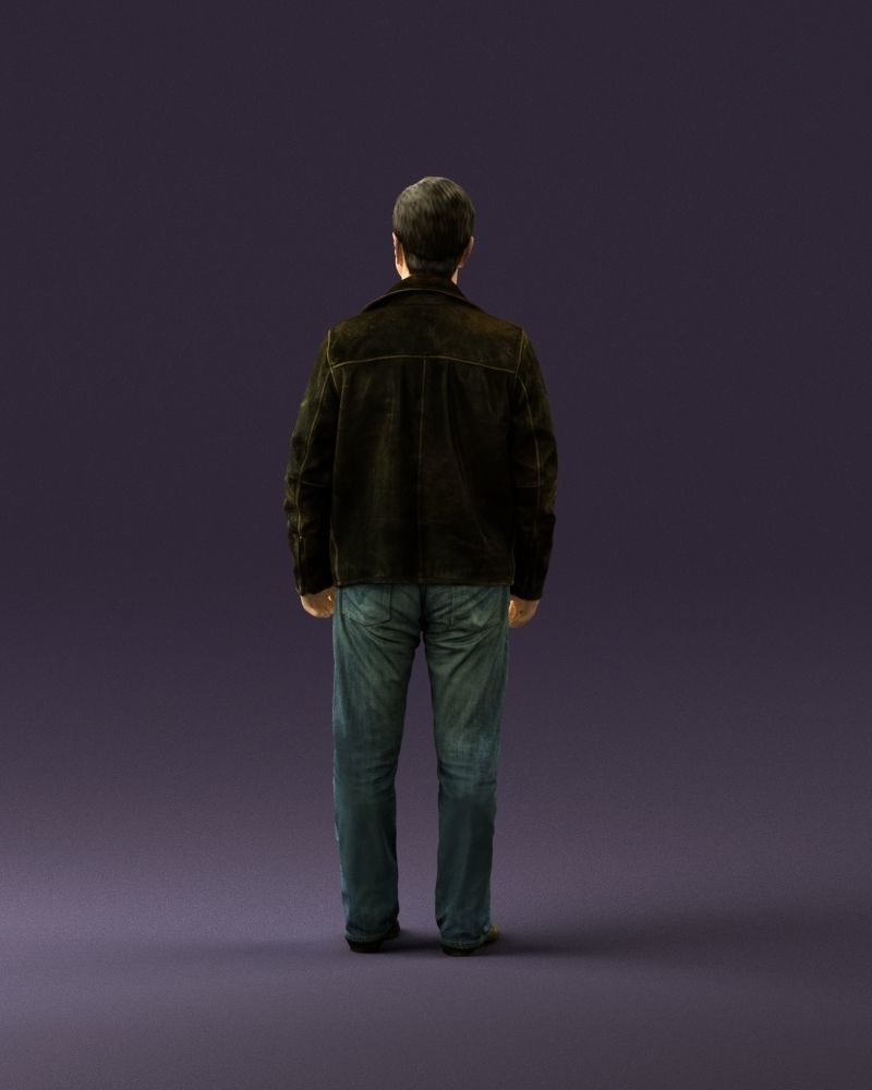 Man in 90s brown leather jacket 0875 3D model_6