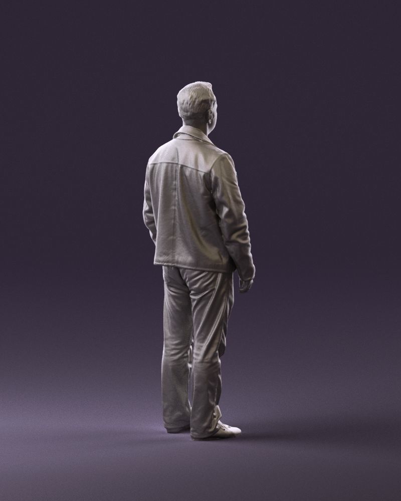 Man in 90s brown leather jacket 0875 3D model_17