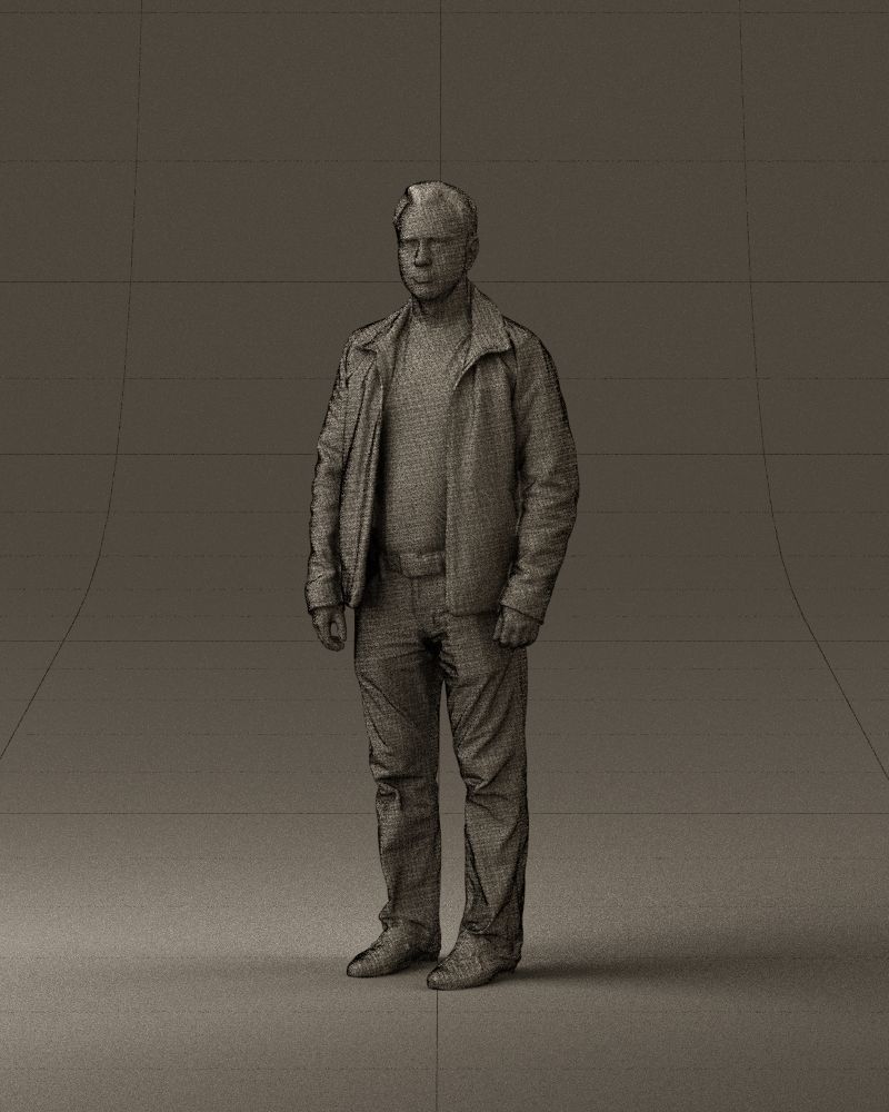 Man in 90s brown leather jacket 0875 3D model_34