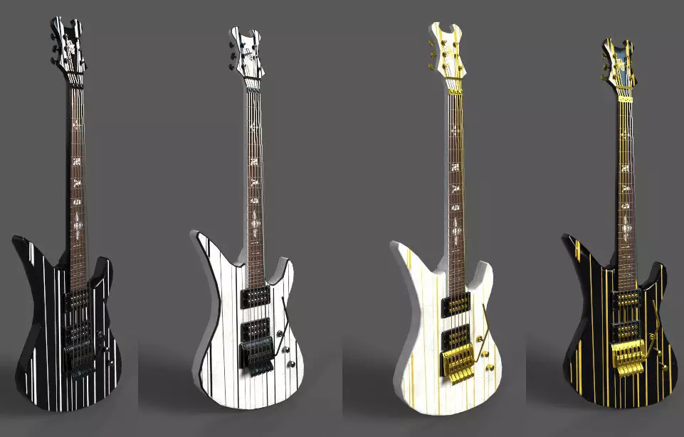 Guitar Synyster Gates signature Low-poly 3D model_0