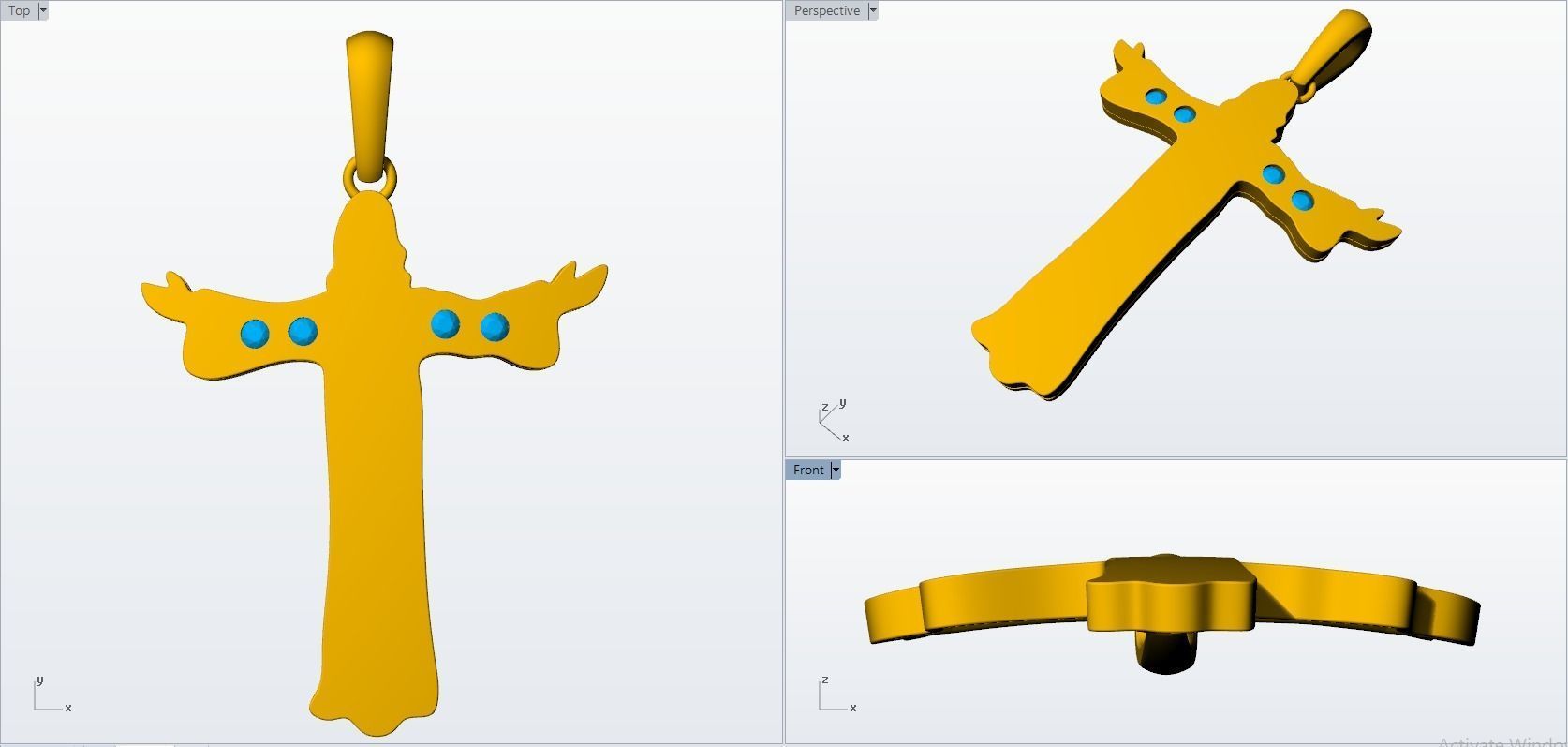 JESUS CROSS DIAMOND PENDANT 3D print model_8