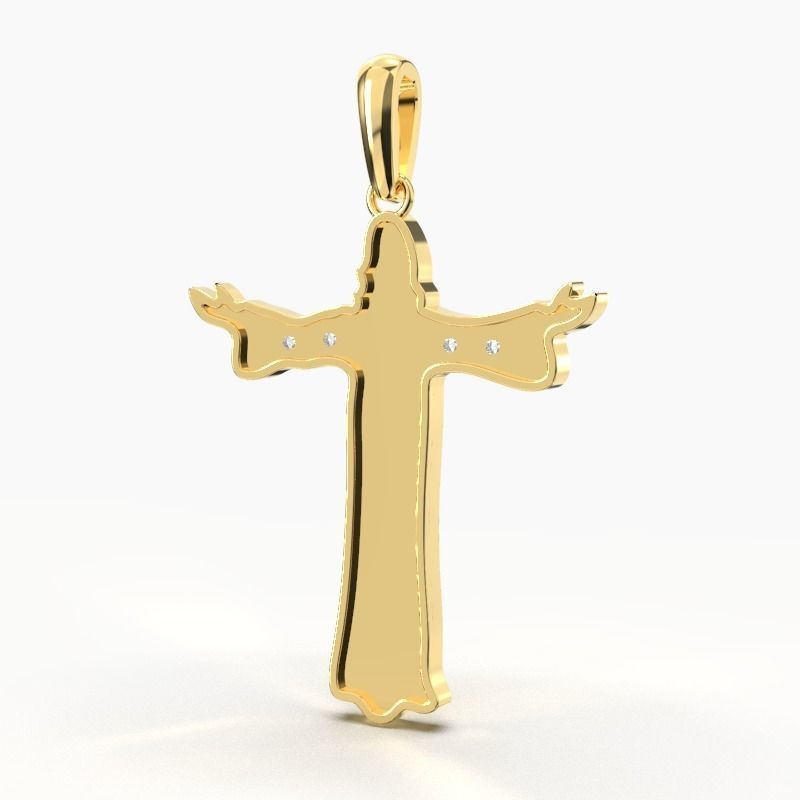JESUS CROSS DIAMOND PENDANT 3D print model_1