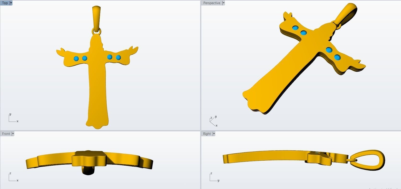 JESUS CROSS DIAMOND PENDANT 3D print model_6