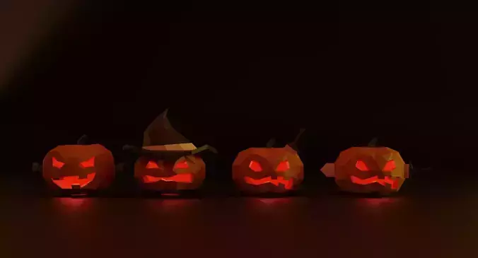  Halloween Pumpkin Set 3D Low Poly Model Low-poly 3D model