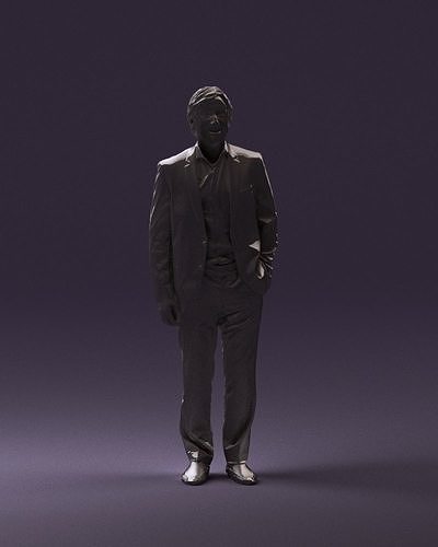 Man in full light blue suit strippet tshirt 0876 3D Print Ready 3D print model