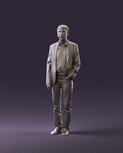 Man in opened top jeans gray hairs 0887 3D Print Ready 3D print model