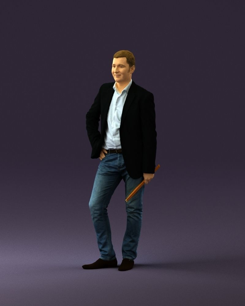 Man in suit top with drum sticks 0888 3D model_10