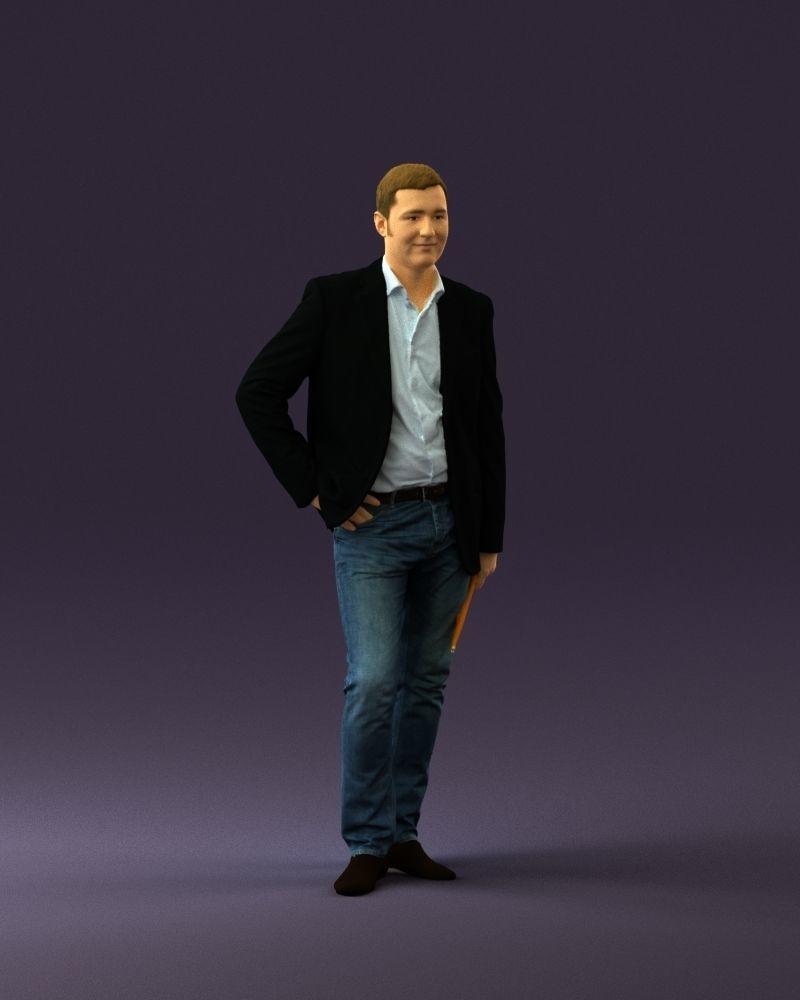 Man in suit top with drum sticks 0888 3D model_2