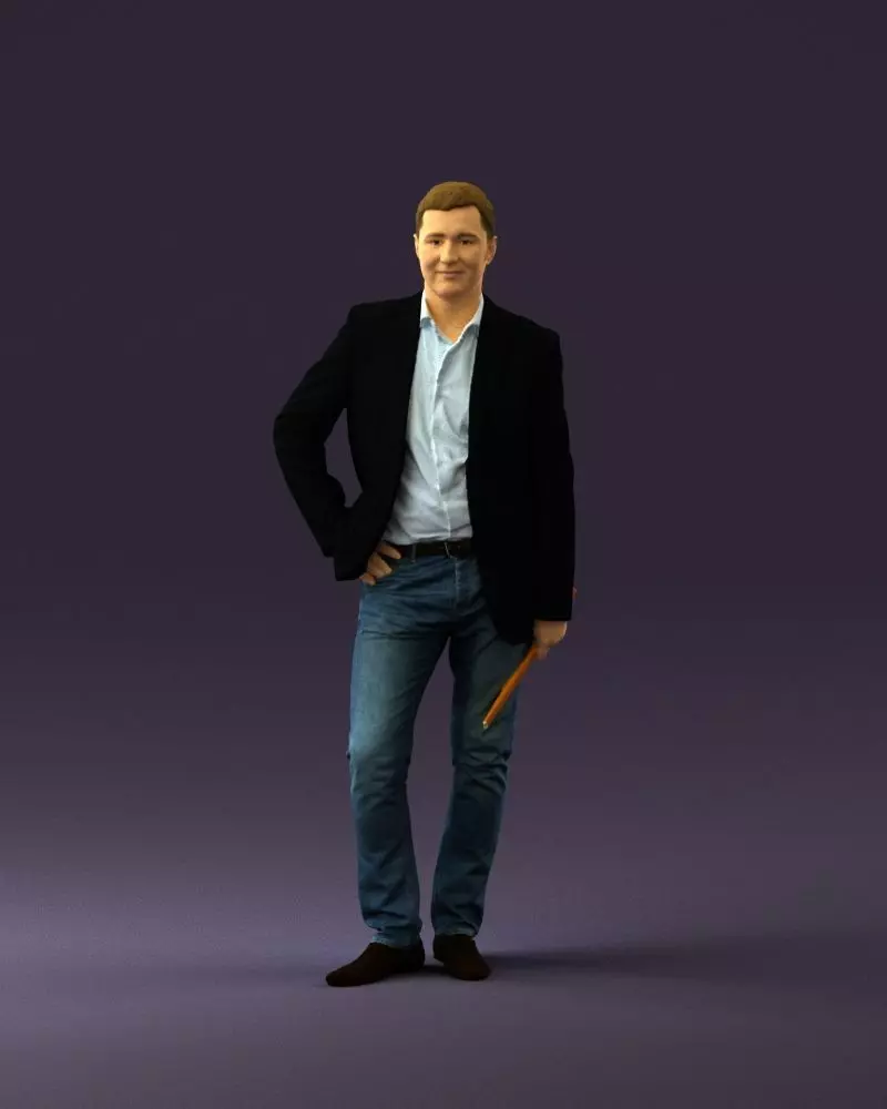Man in suit top with drum sticks 0888 3D model_0