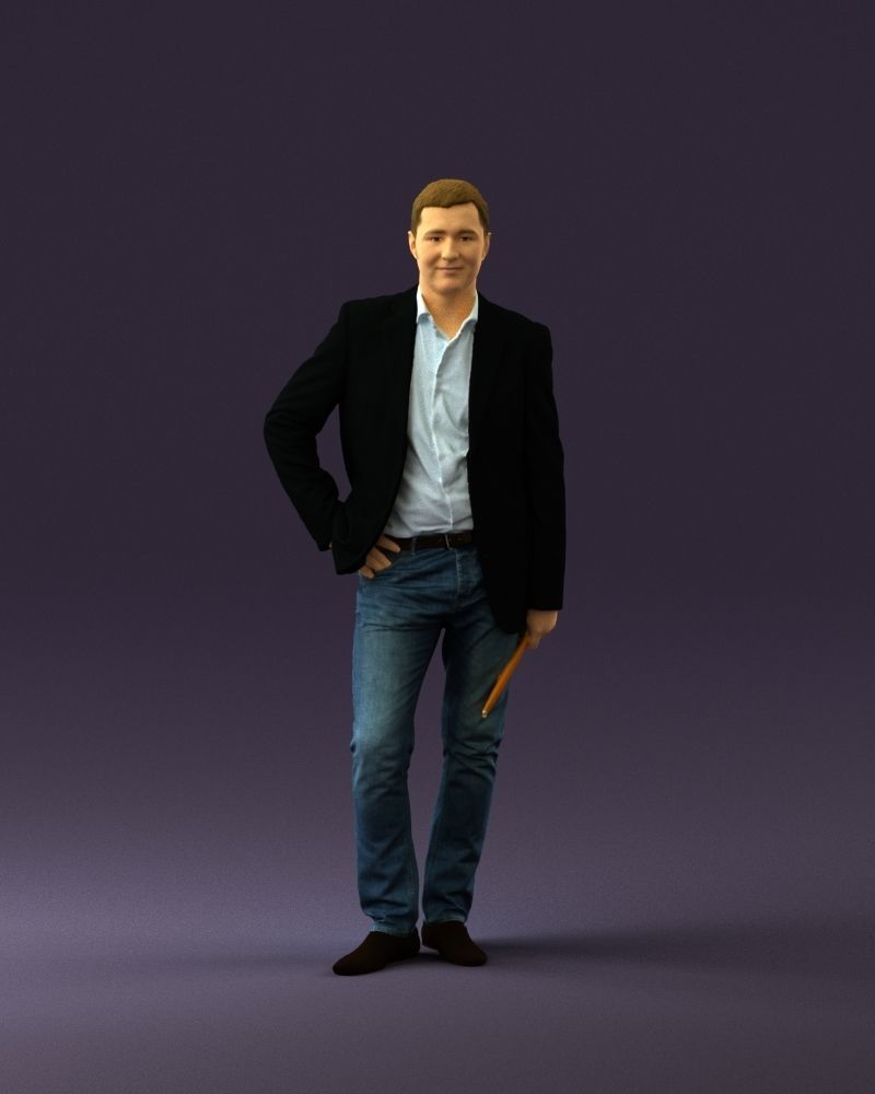 Man in suit top with drum sticks 0888 3D model_1