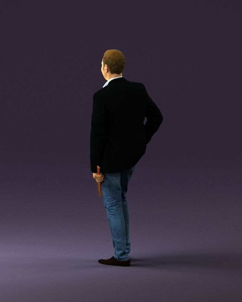 Man in suit top with drum sticks 0888 3D model_7