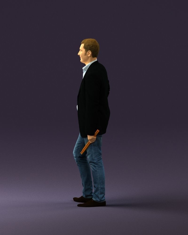 Man in suit top with drum sticks 0888 3D model_8