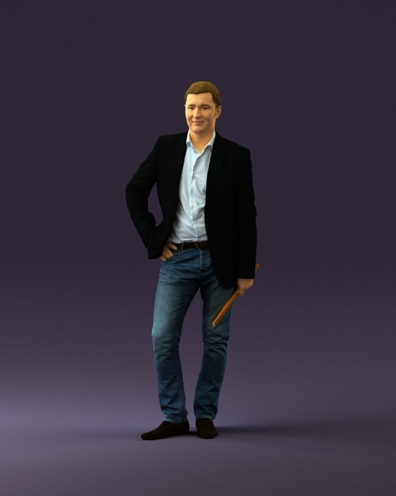 Man in suit top with drum sticks 0888 3D model_11