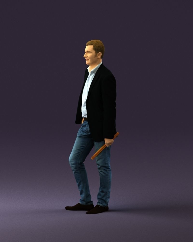 Man in suit top with drum sticks 0888 3D model_9