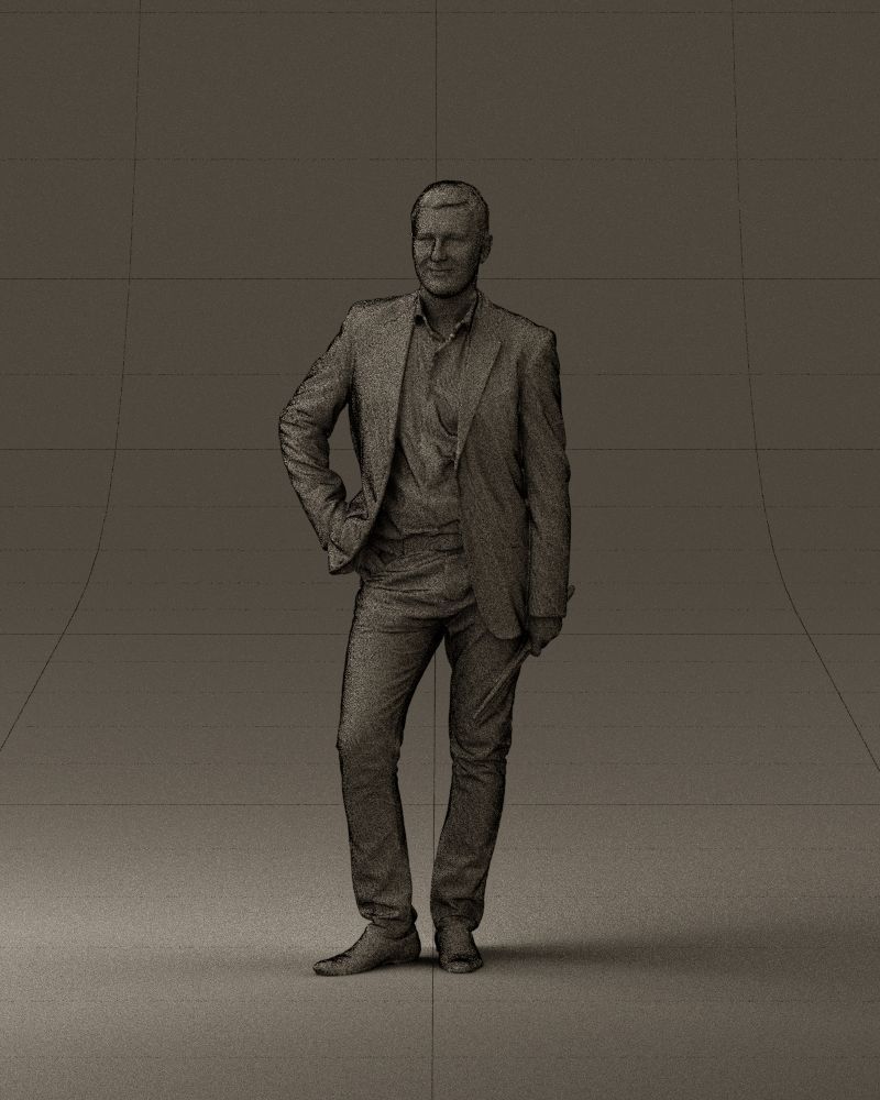 Man in suit top with drum sticks 0888 3D model_35