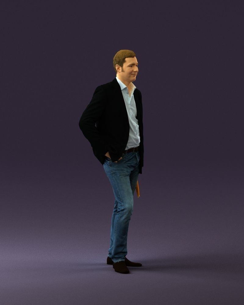 Man in suit top with drum sticks 0888 3D model_3