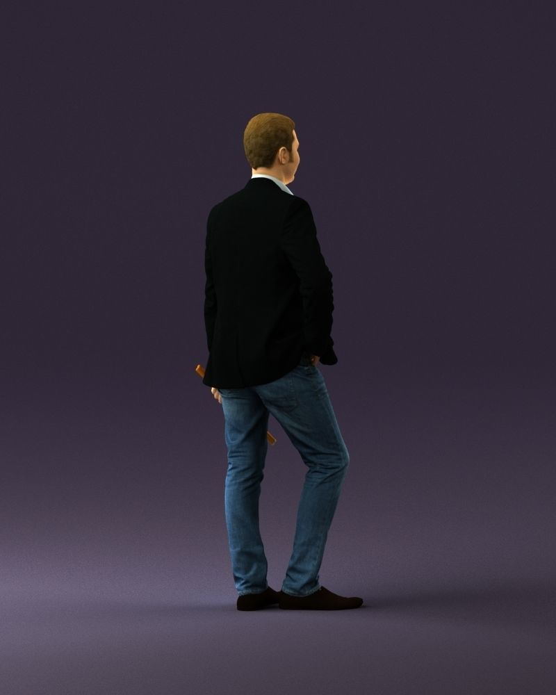 Man in suit top with drum sticks 0888 3D model_5