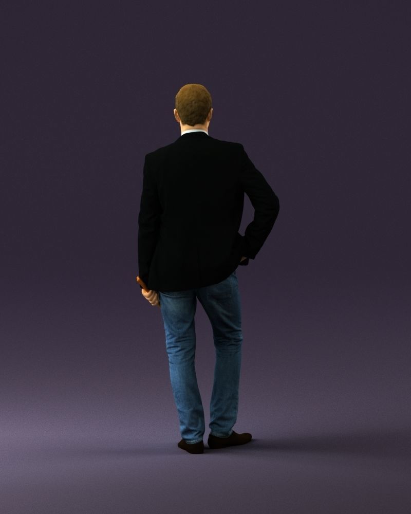 Man in suit top with drum sticks 0888 3D model_6