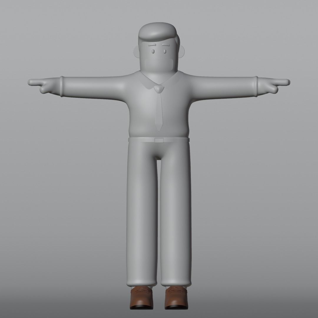 Minimal Office Man Cartoon Character 3D model_16