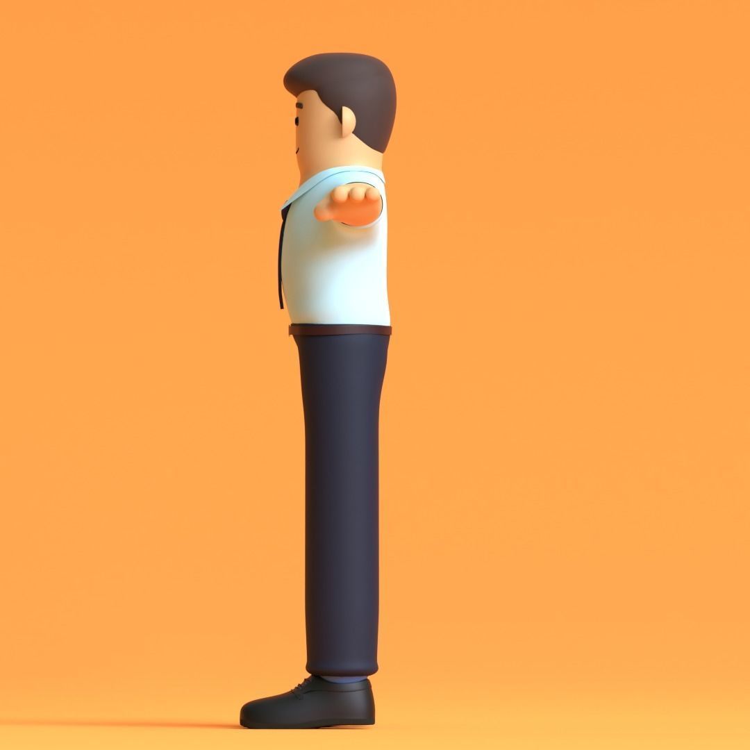 Minimal Office Man Cartoon Character 3D model_7