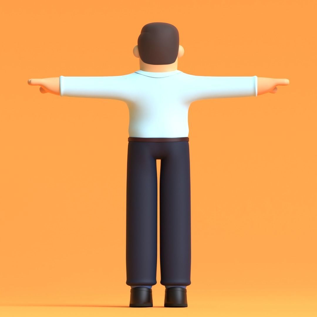 Minimal Office Man Cartoon Character 3D model_8