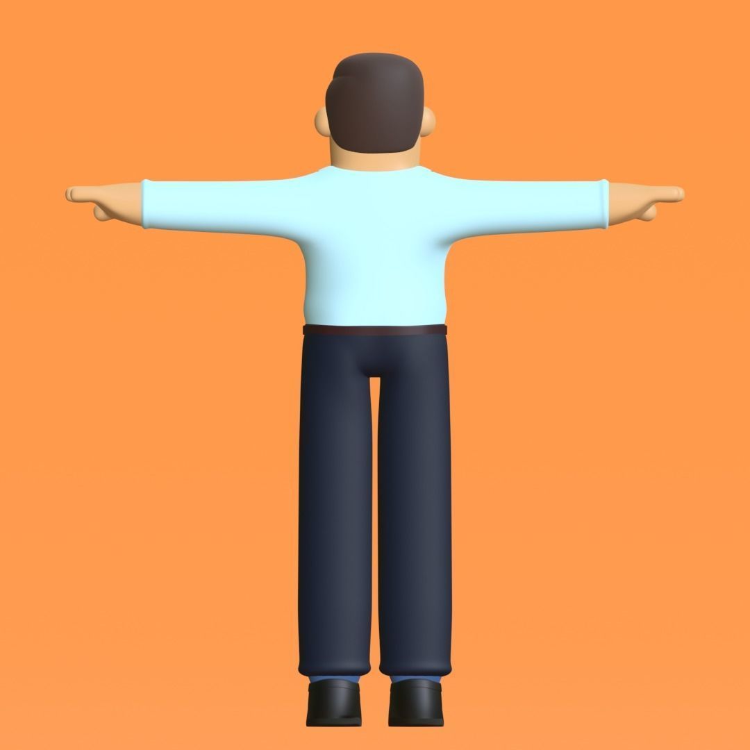 Minimal Office Man Cartoon Character 3D model_14