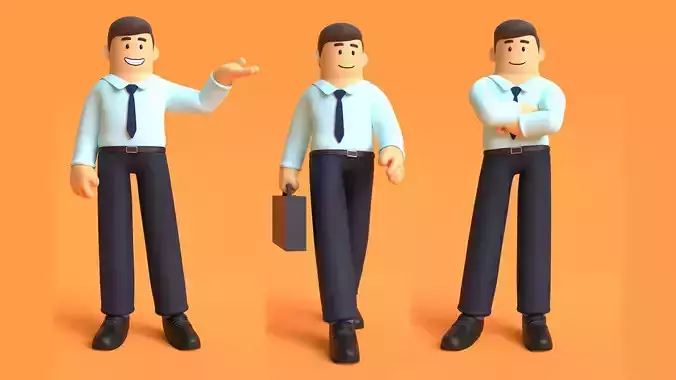 Minimal Office Man Cartoon Character 3D model Minimal Office Man Cartoon Character 3D model