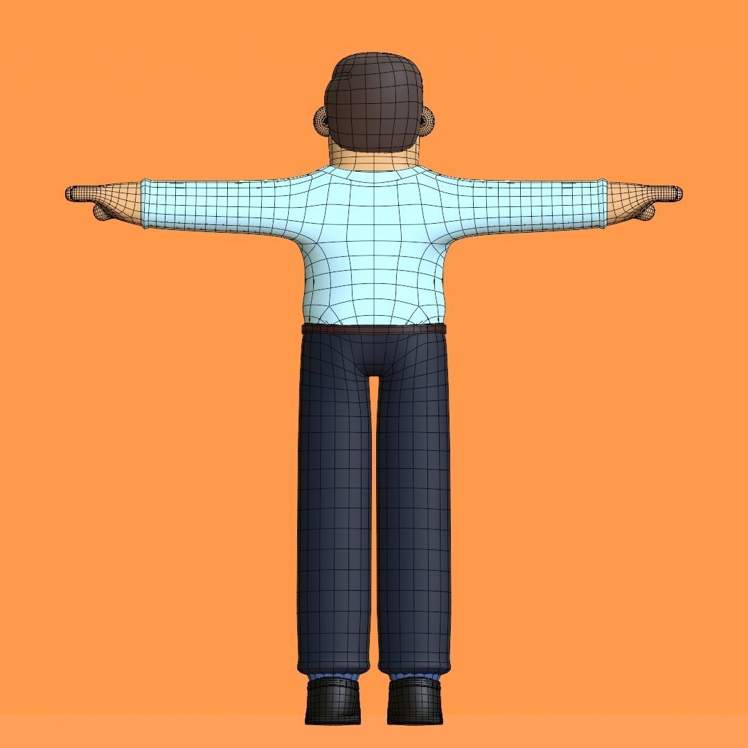 Minimal Office Man Cartoon Character 3D model_26