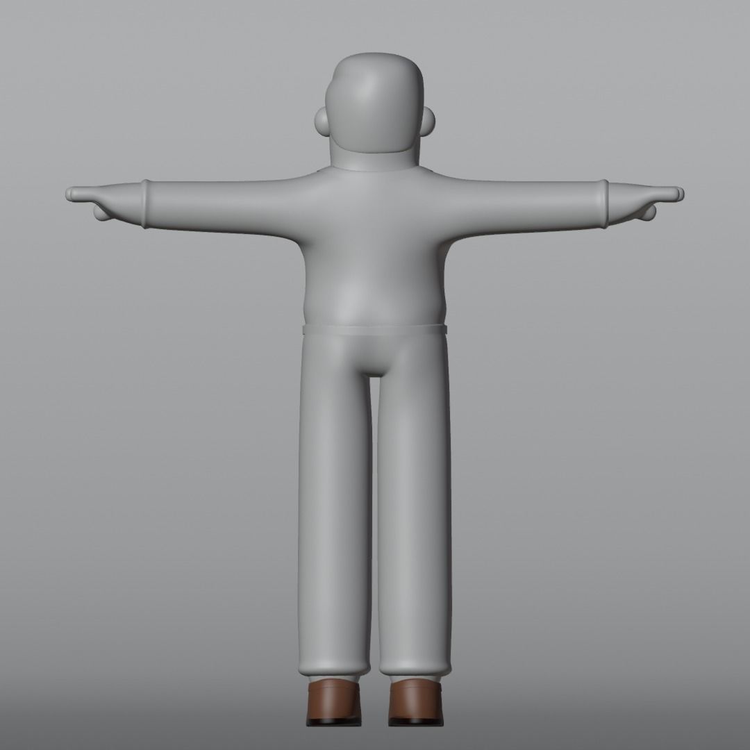 Minimal Office Man Cartoon Character 3D model_18