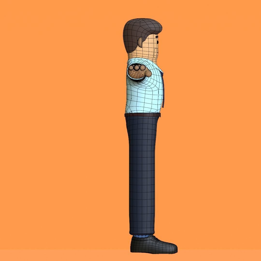 Minimal Office Man Cartoon Character 3D model_27