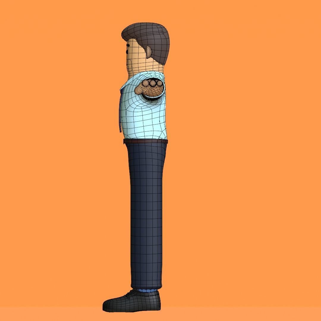 Minimal Office Man Cartoon Character 3D model_25