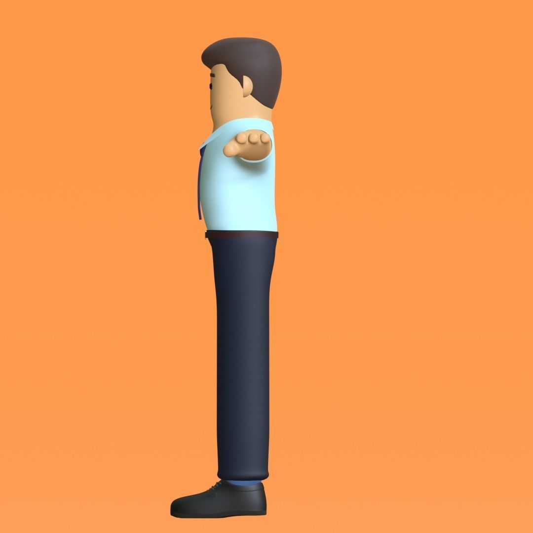 Minimal Office Man Cartoon Character 3D model_13