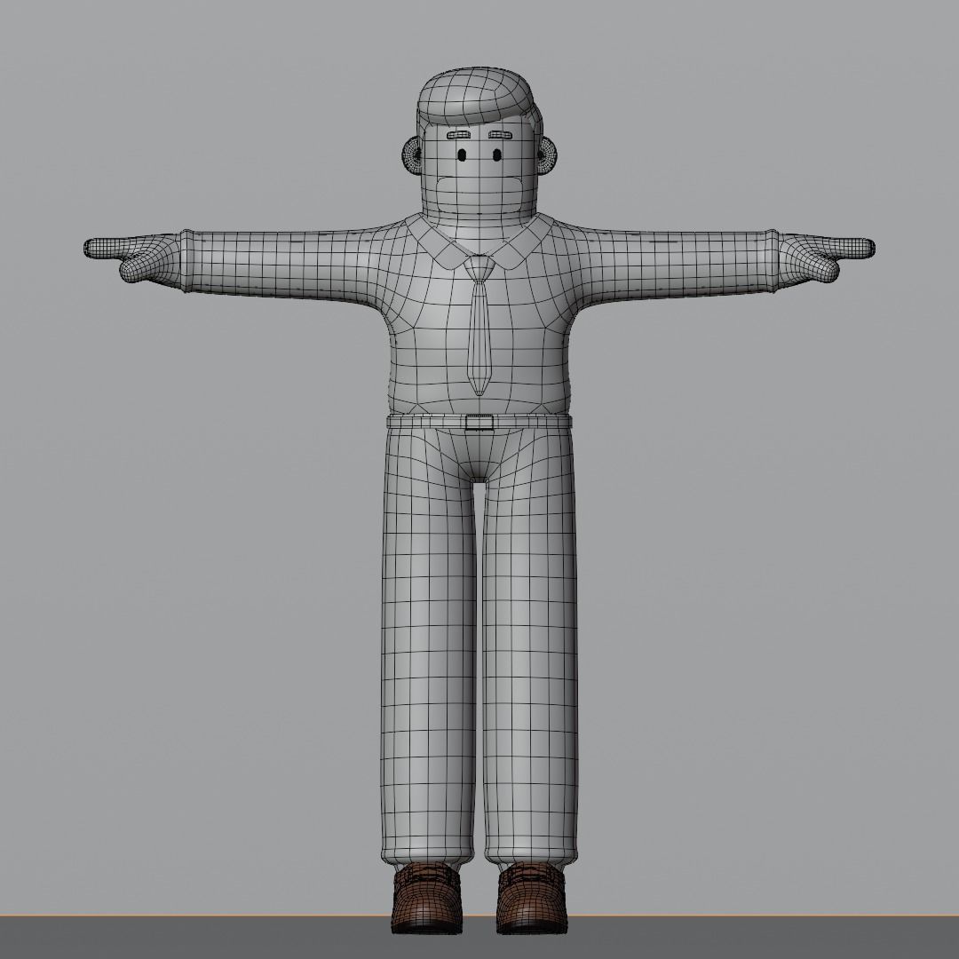 Minimal Office Man Cartoon Character 3D model_20