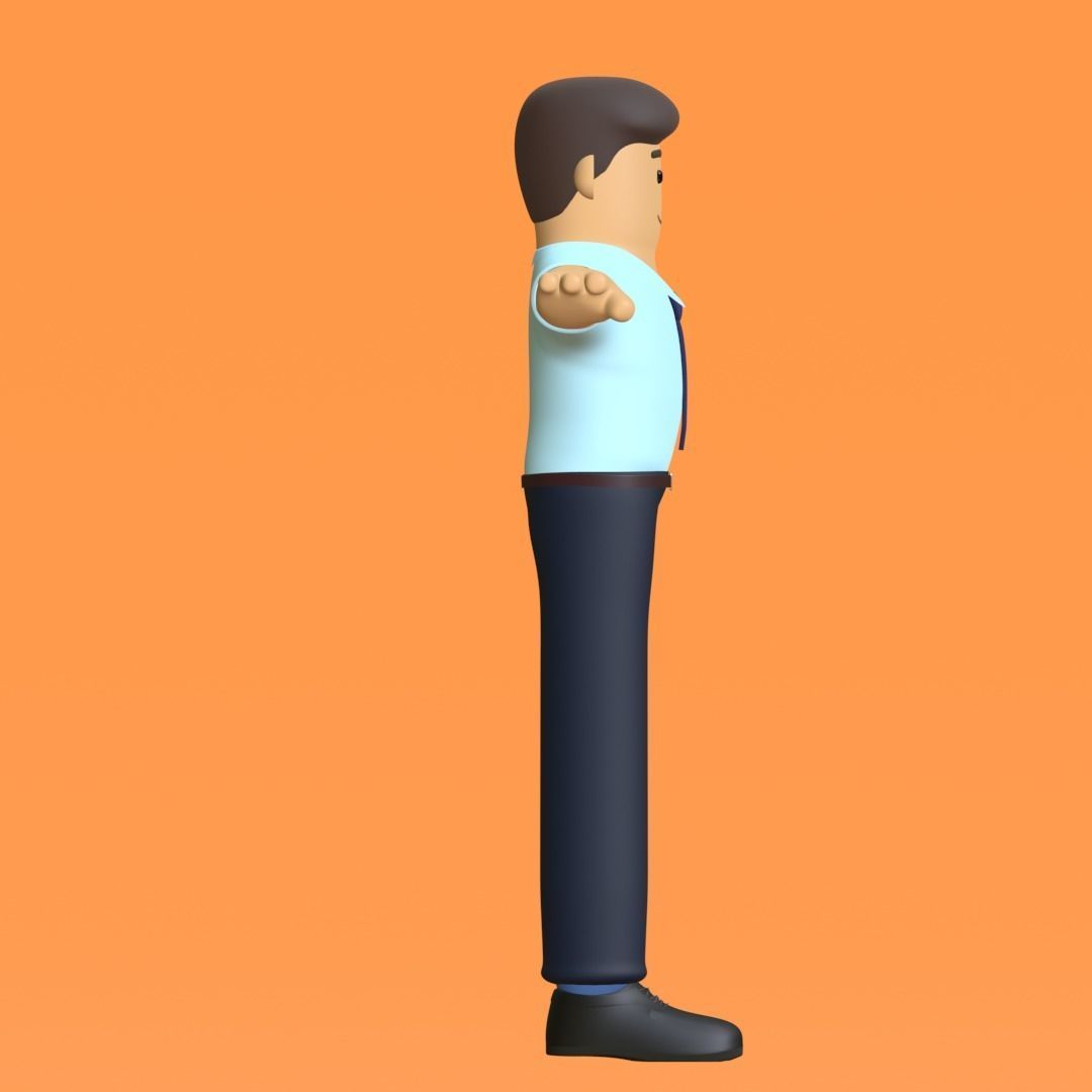 Minimal Office Man Cartoon Character 3D model_15