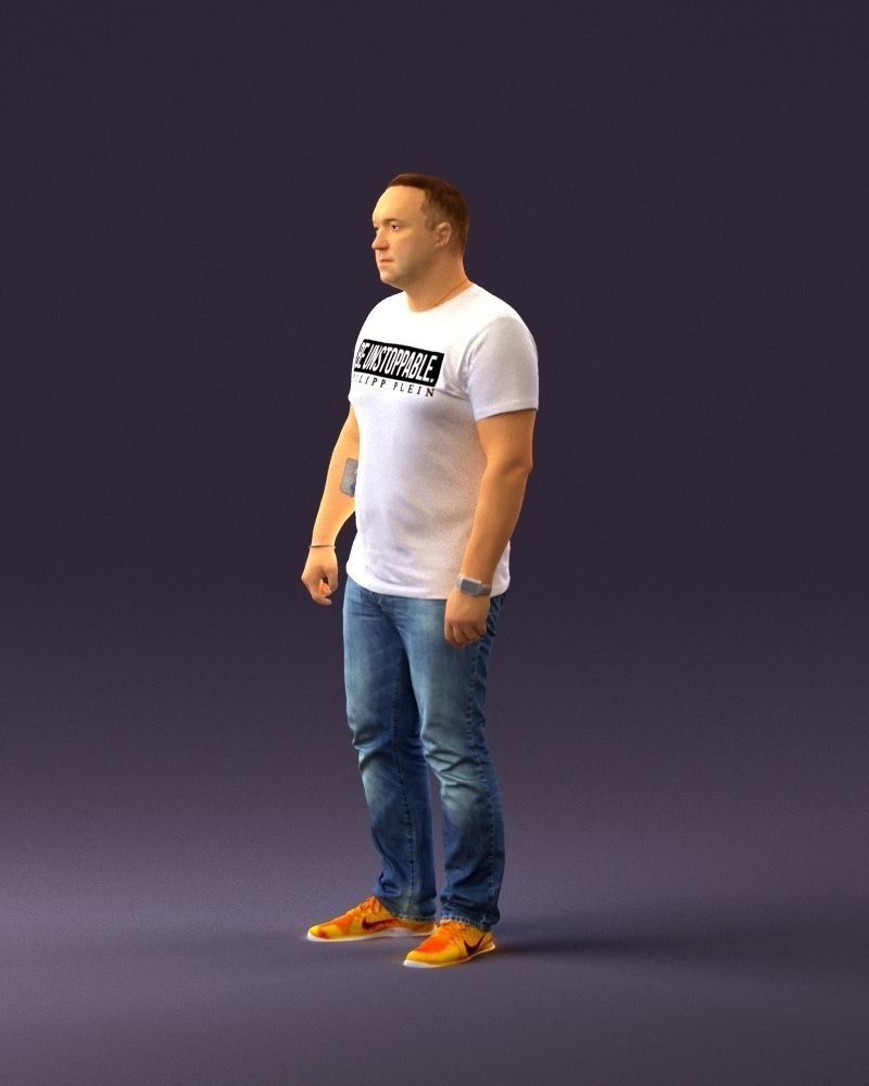 Man in white shirt be unstopable 0877 3D model_9