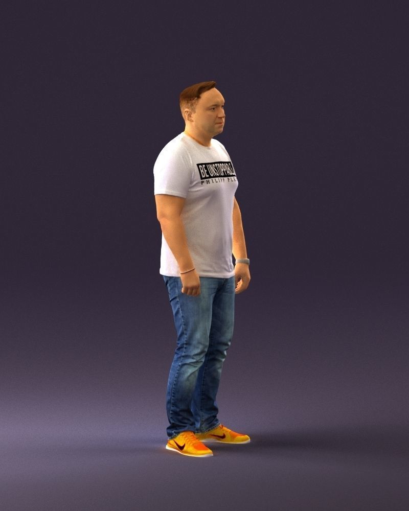 Man in white shirt be unstopable 0877 3D model_3