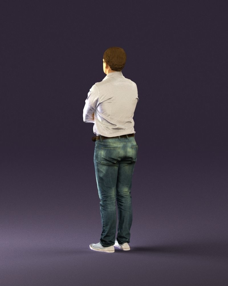 Man in white shirt close pose 0890 3D model_7