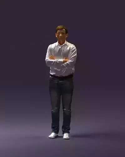 Man in white shirt close pose 0890