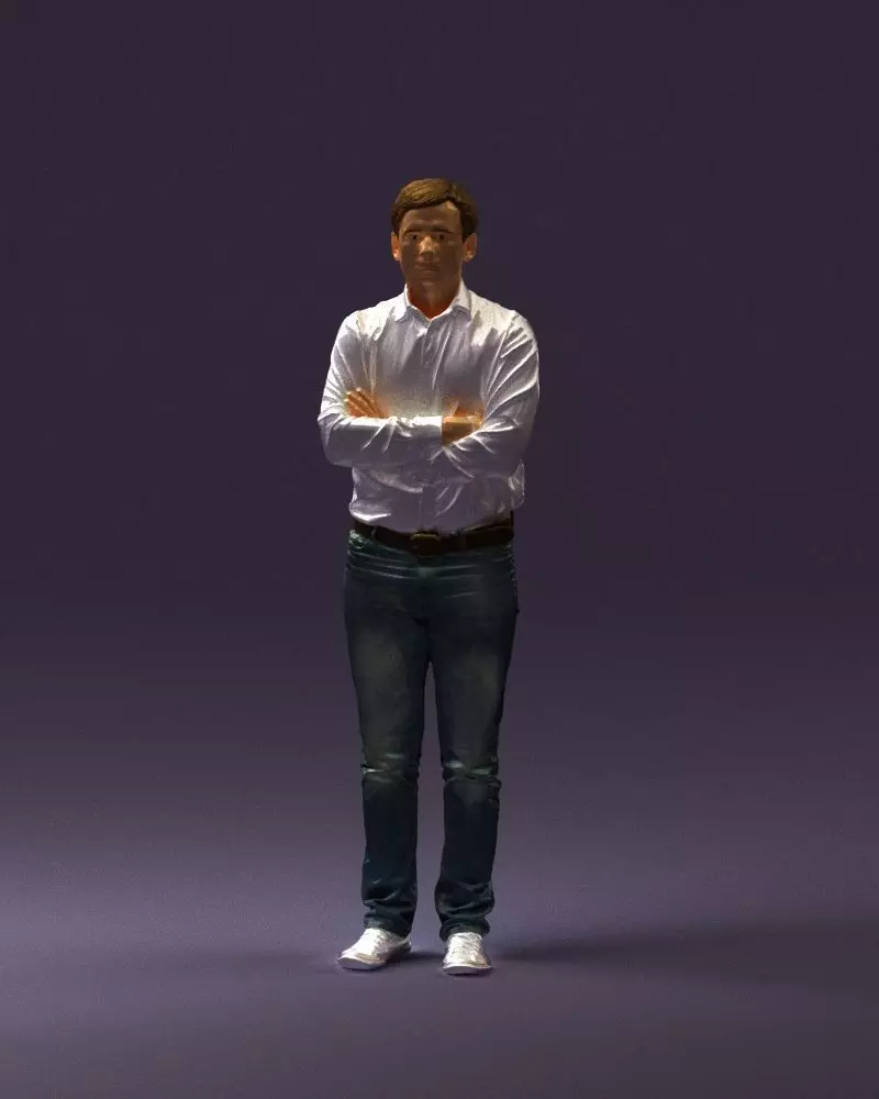 Man in white shirt close pose 0890 3D model_0