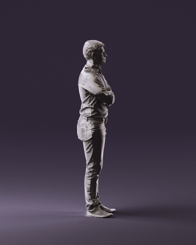 Man in white shirt close pose 0890 3D model_16