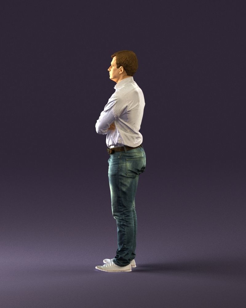 Man in white shirt close pose 0890 3D model_8