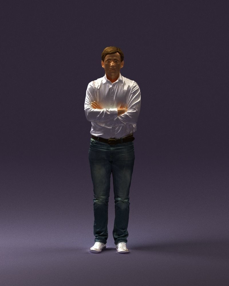 Man in white shirt close pose 0890 3D model_1